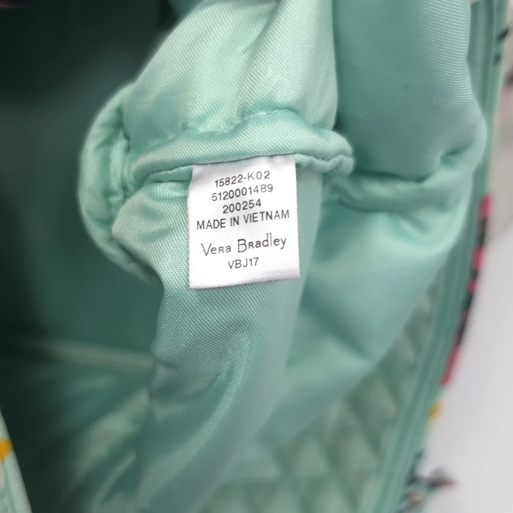 Vera Bradley Pueblo Aztec Ikat Turquoise Quilted Cotton Toggle Villager Tote Bag